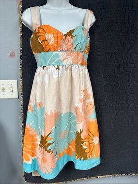 Speechless Cream Sundress with Aqua & Coral Accents